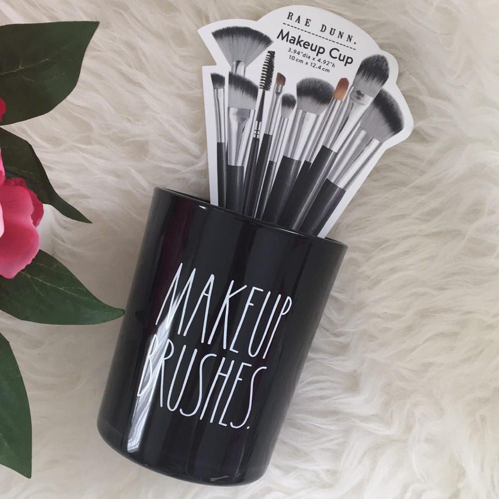 • F R E E • NWT • RAE DUNN Black Makeup Brushes Holder - Picture 2 of 12